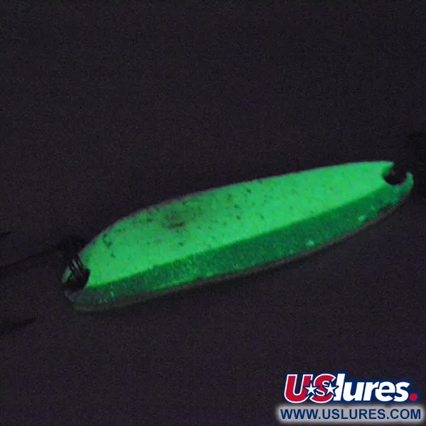 Vintage  Luhr Jensen Krocodile Die #3 Glow, 1/2oz Glow in Dark (White / Green) fishing spoon #2836