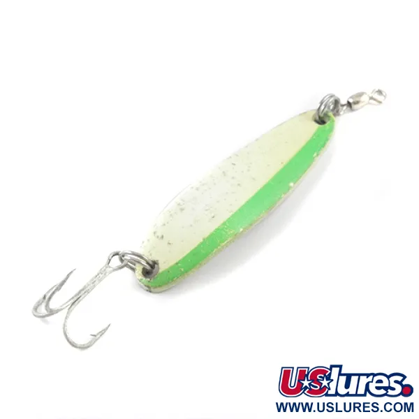 Vintage  Luhr Jensen Krocodile Die #3 Glow, 1/2oz Glow in Dark (White / Green) fishing spoon #2836