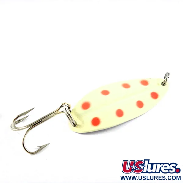 Vintage  TODDCO Main liner Glow, 2/5oz Glow (White / Red / Nickel) Glow in Dark fishing spoon #2839