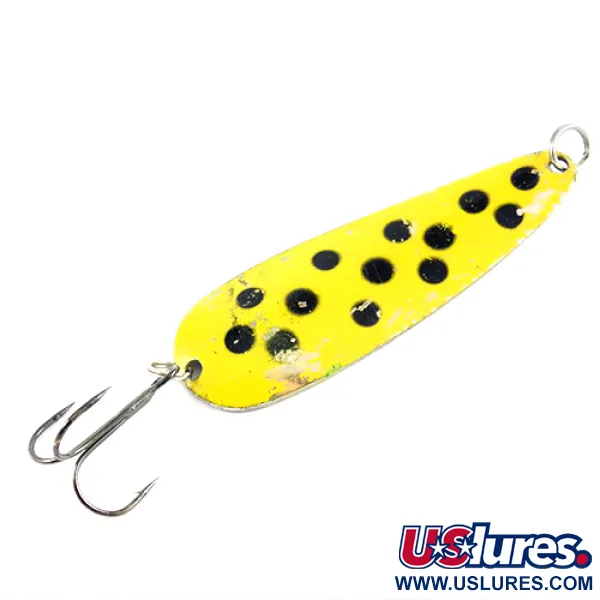 Vintage  Worth Chippewa, 2/3oz Black / Yellow / Nickel fishing spoon #2866