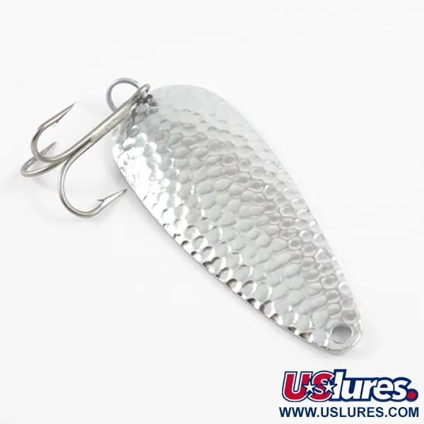 Vintage  Worth Chippewa, 1/2oz Hammered Nickel fishing spoon #2868