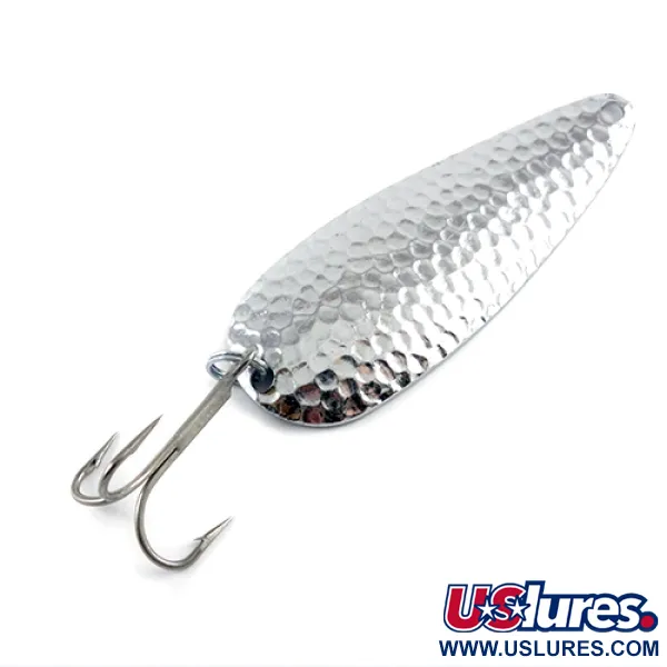 Vintage  Worth Chippewa, 1/2oz Hammered Nickel fishing spoon #2868