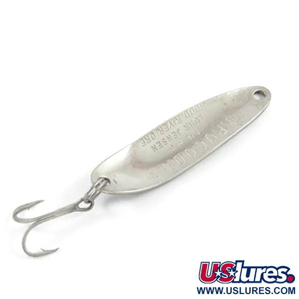 Vintage  Luhr Jensen Krocodile Die #3, 1/3oz Frog (Green / Yellow / Nickel) fishing spoon #2869