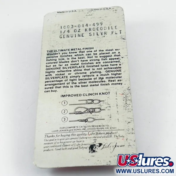  Luhr Jensen Krocodile Die #3, 1/3oz Nickel fishing spoon #2881