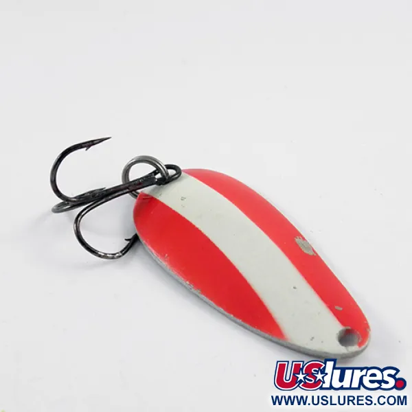 Vintage  Glen Evans Evans, 3/4oz Red / White / Nickel fishing spoon #2907