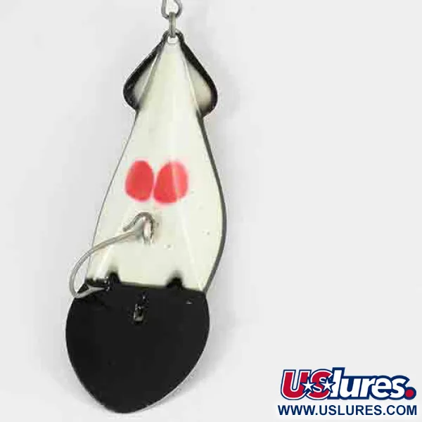 Vintage   Buck Perry spoonplug, 1oz White / Black fishing spoon #2914