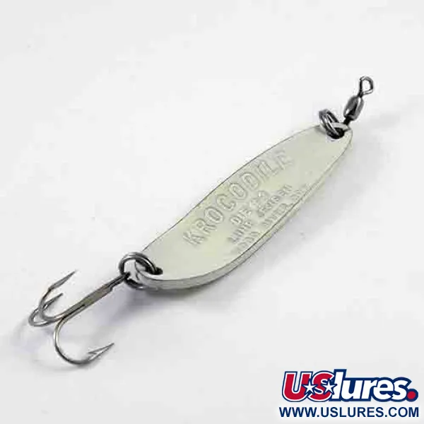 Vintage  Luhr Jensen Krocodile Die #3, 1/2oz White / Green fishing spoon #2921