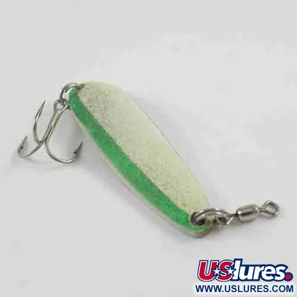 Vintage  Luhr Jensen Krocodile Die #3, 1/2oz White / Green fishing spoon #2921