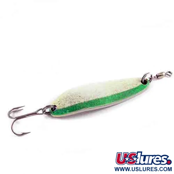 Vintage  Luhr Jensen Krocodile Die #3, 1/2oz White / Green fishing spoon #2921