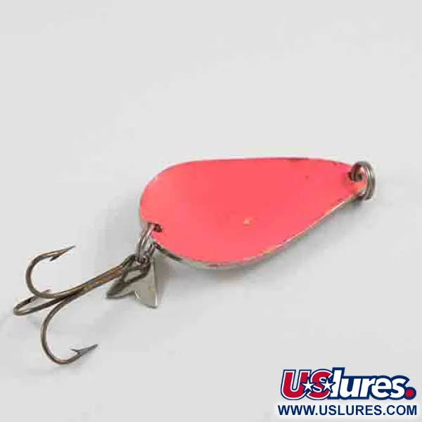 Vintage  Acme K.O. Wobbler UV, 3/4oz Nickel / Orange fishing spoon #2927