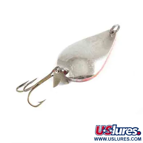 Vintage  Acme K.O. Wobbler UV, 3/4oz Nickel / Orange fishing spoon #2927