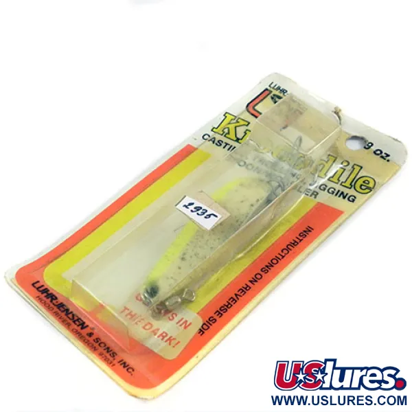  Luhr Jensen Krocodile Die #3 Glow, 1/2oz White / Yellow / Nickel Glow in Dark fishing spoon #2935