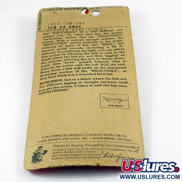  Luhr Jensen Krocodile Die #3 Glow, 1/2oz White / Red Glow in Dark fishing spoon #2936