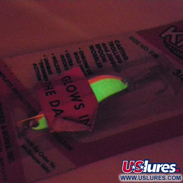  Luhr Jensen Krocodile Die #3 Glow, 1/2oz White / Red Glow in Dark fishing spoon #2936
