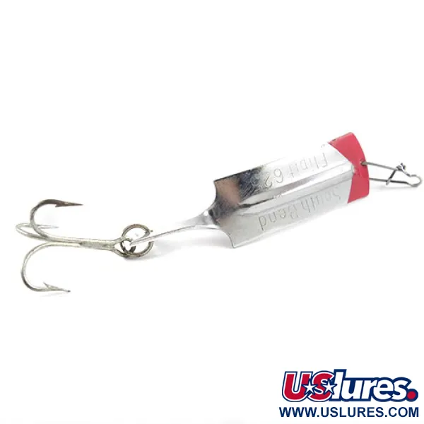 Vintage   South Bend Flipit 625, 1/3oz Nickel / Red fishing spoon #2939