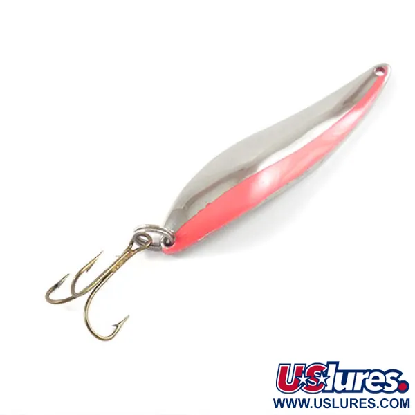 Vintage  Acme Fiord Spoon, 3/4oz Nickel / Orange fishing spoon #2940