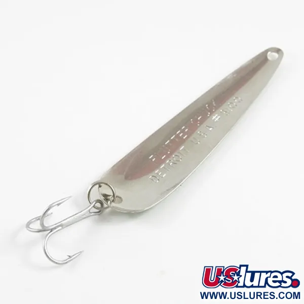 Vintage  Eppinger Dardevle Flutter-Chuck, 1/4oz Nickel / Yellow / Green fishing spoon #2942