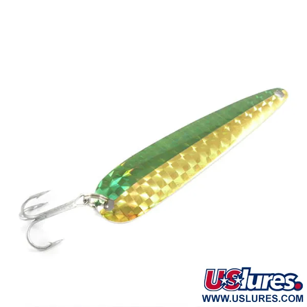 Vintage  Eppinger Dardevle Flutter-Chuck, 1/4oz Nickel / Yellow / Green fishing spoon #2942