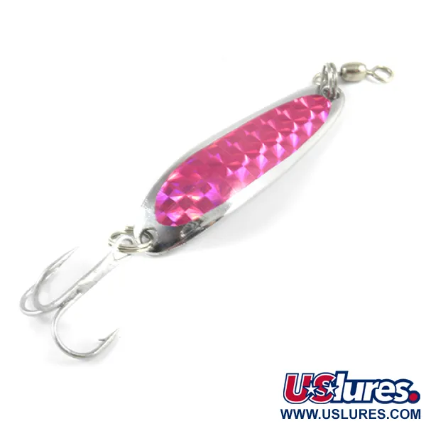 Vintage  Luhr Jensen Krocodile Die #3, 1/3oz Nickel / Purple / Blue glint fishing spoon #2944