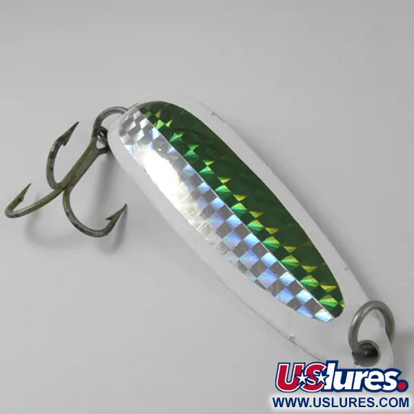 Vintage  Luhr Jensen Krocodile Die #5, 3/4oz White / Green / Yellow fishing spoon #2955