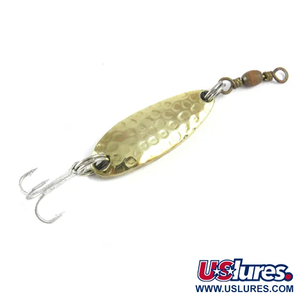 Vintage  Luhr Jensen Krocodile, 1/4oz Hammered Brass fishing spoon #2962