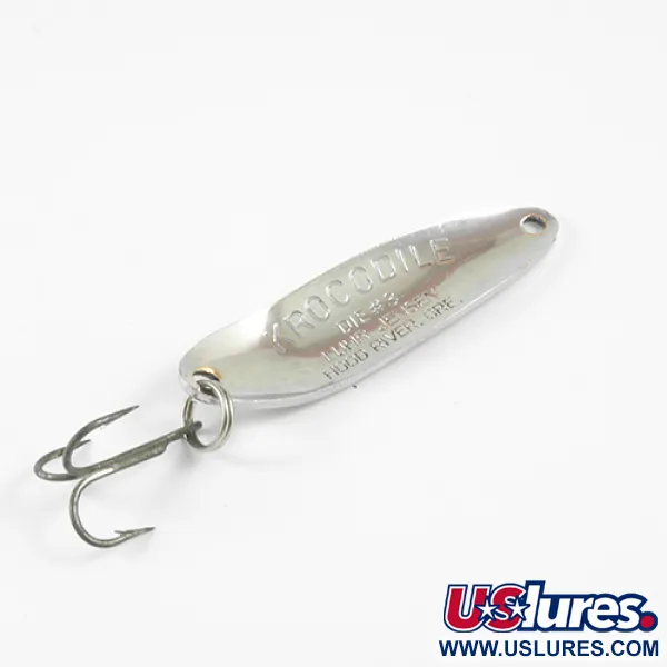 Vintage  Luhr Jensen Krocodile Die #3, 1/3oz Nickel / Green fishing spoon #2967