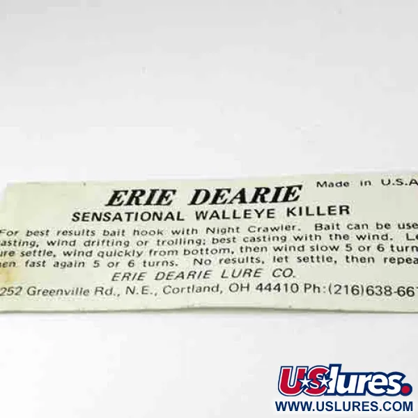 Vintage   Erie Dearie Walleye Killer , 1/3oz Nickel / Green spinning lure #2991
