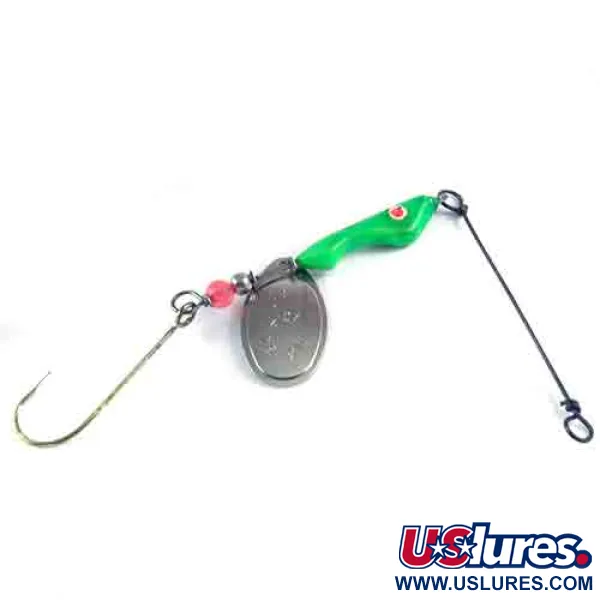 Vintage   Erie Dearie Walleye Killer , 1/3oz Nickel / Green spinning lure #2991