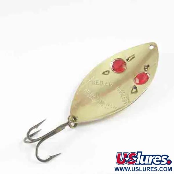 Vintage  Hofschneider Red Eye Wiggler, 3/4oz Brass fishing spoon #2994