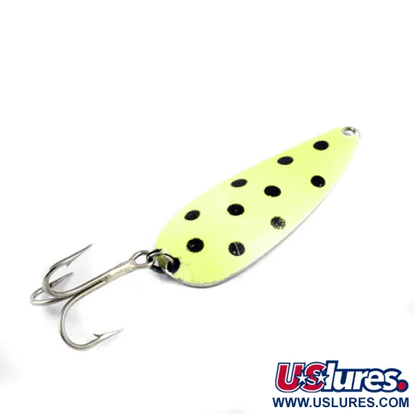 Vintage  Worth Chippewa, 1/2oz Yellow / Black / Nickel fishing spoon #2997