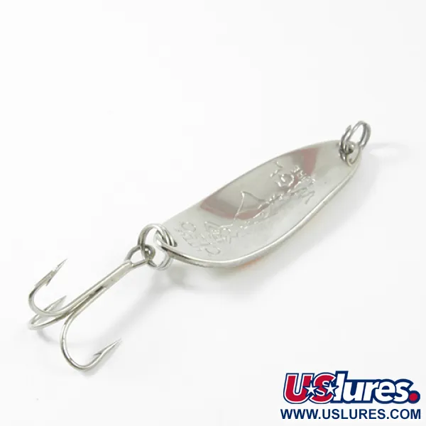 Vintage  Seneca Little Cleo (Hula Girl), 1/3oz White / Red / Nickel fishing spoon #3009