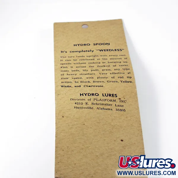  Hydro Lures Weedless Hydro Spoon, 3/5oz Green / Red / Yellow fishing spoon #3017