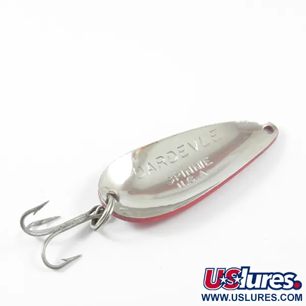 Vintage  Eppinger Dardevle Spinnie, 1/3oz Red / White / Nickel fishing spoon #3036
