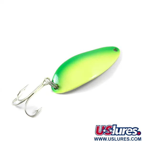 Vintage  Seneca Little Cleo (Hula Girl), 1/3oz Yellow / Green / Nickel fishing spoon #3053