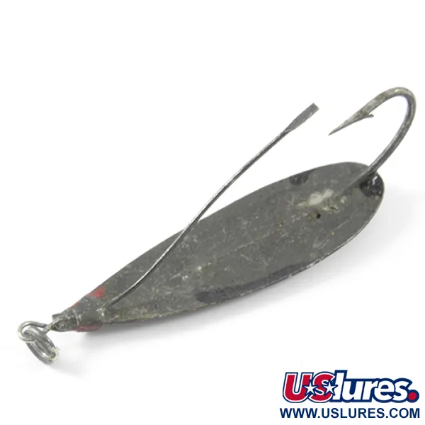 Vintage   Weedless Johnson Silver Minnow, 1/2oz Black / Red fishing spoon #3054