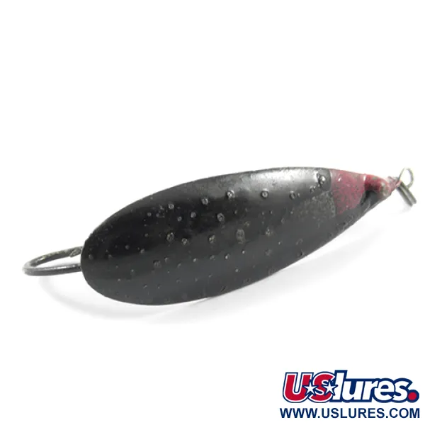 Vintage   Weedless Johnson Silver Minnow, 1/2oz Black / Red fishing spoon #3054
