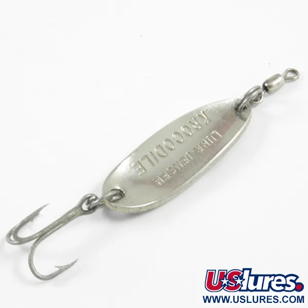 Vintage  Luhr Jensen Krocodile, 1/4oz Rainbow Trout / Nickel fishing spoon #3068