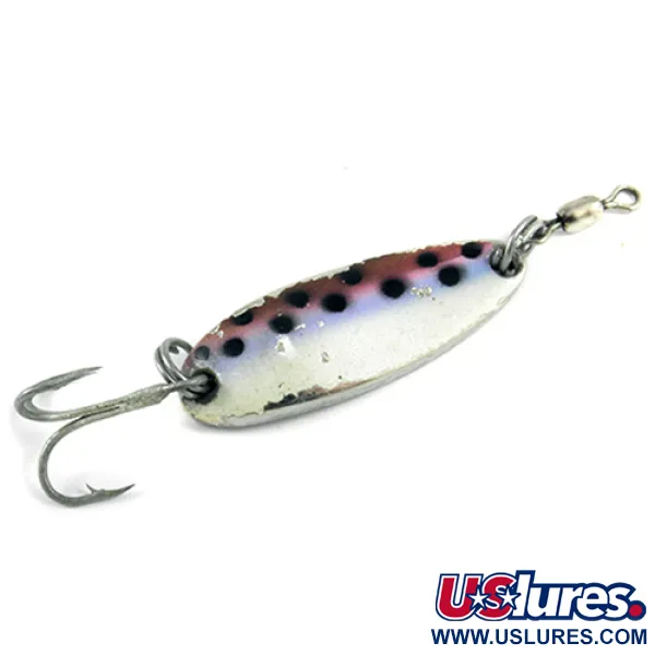 Vintage  Luhr Jensen Krocodile, 1/4oz Rainbow Trout / Nickel fishing spoon #3068