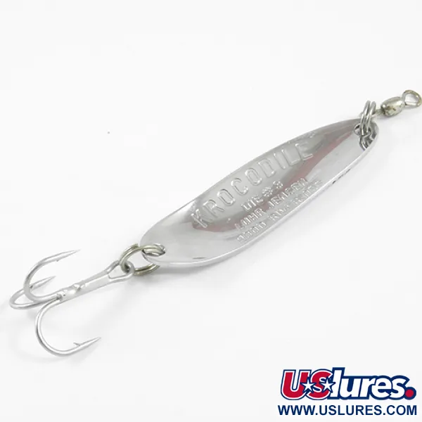 Vintage  Luhr Jensen Krocodile Die #3, 1/3oz Nickel fishing spoon #3071