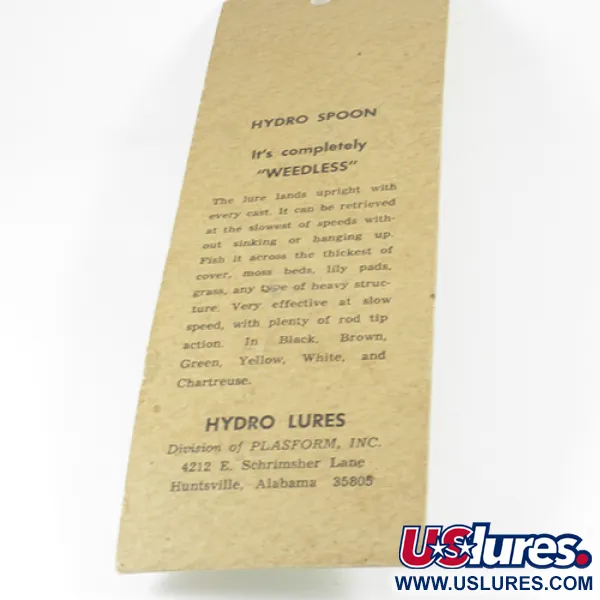  Hydro Lures Weedless Hydro Spoon, 3/5oz White / Green fishing spoon #3074