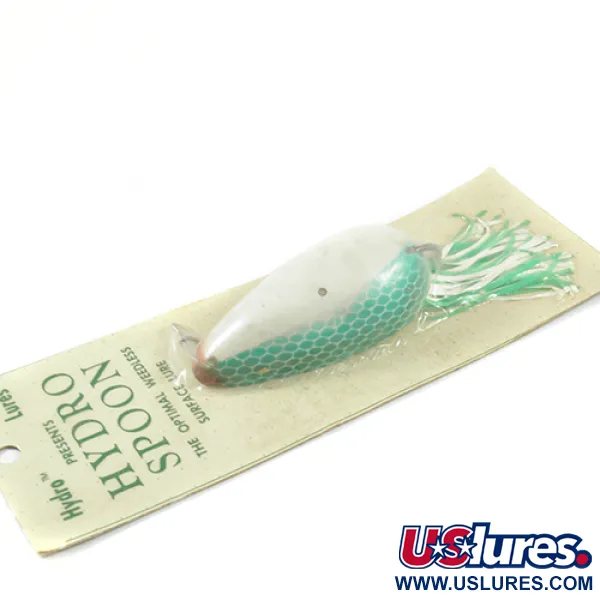 Hydro Lures Weedless Hydro Spoon, 3/5oz White / Green fishing spoon #3074