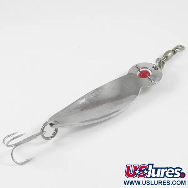 Vintage   One Eye Wiggler Lucky Strike, 1/2oz Nickel / Red Eye fishing spoon #3083
