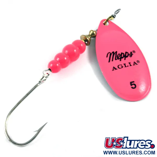   Mepps Aglia Hot Pink 5, 1/2oz Pink / Brass spinning lure #3098