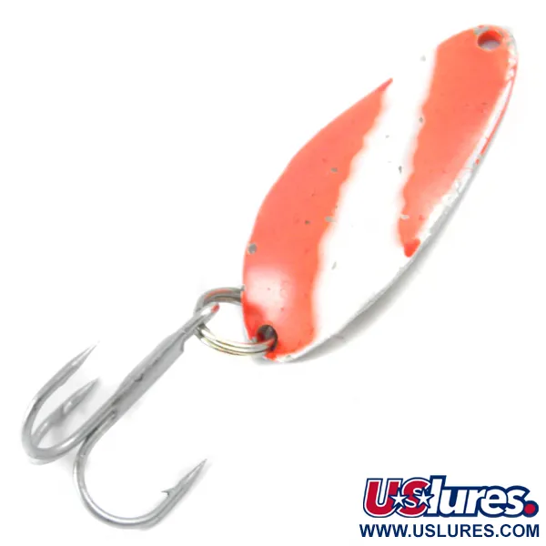 Vintage  Seneca Little Cleo UV, 1/4oz Fluorescent Orange / White / Nickel fishing spoon #3108