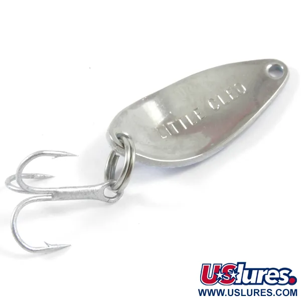 Vintage  Seneca Little Cleo, 3/16oz Light Blue / Nickel / Golden Stripe fishing spoon #3109