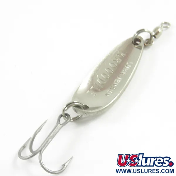Vintage  Luhr Jensen Krocodile, 1/3oz Nickel / Red fishing spoon #3123