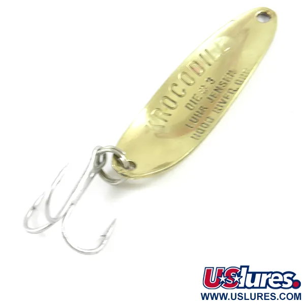 Vintage  Luhr Jensen Krocodile Die #3, 1/3oz Hammered Brass fishing spoon #3125