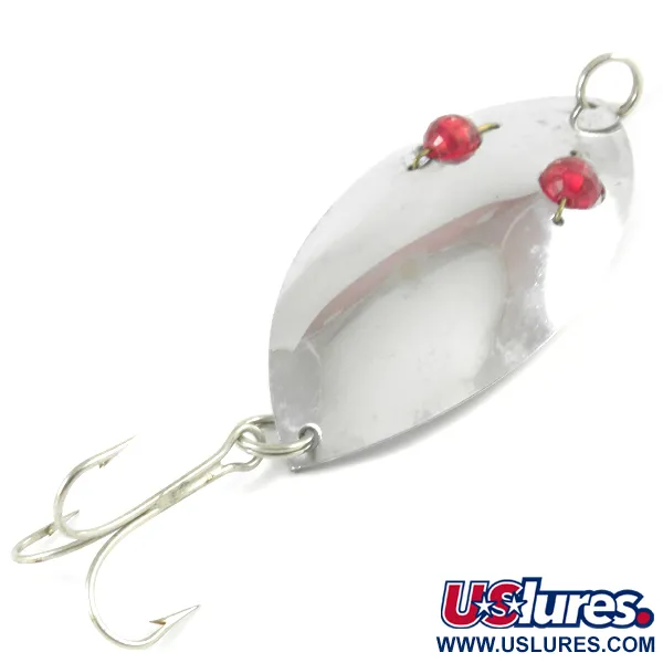 Vintage   Compac Red Eye Wigglers, 1oz Nickel / Red Eyes fishing spoon #3128