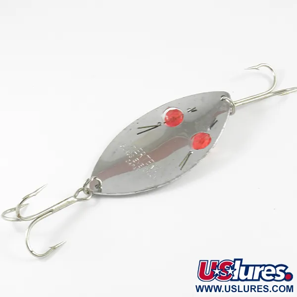 Vintage   Herter's Glass Eye Spoon, 1oz Nickel / Red Eyes fishing spoon #3129
