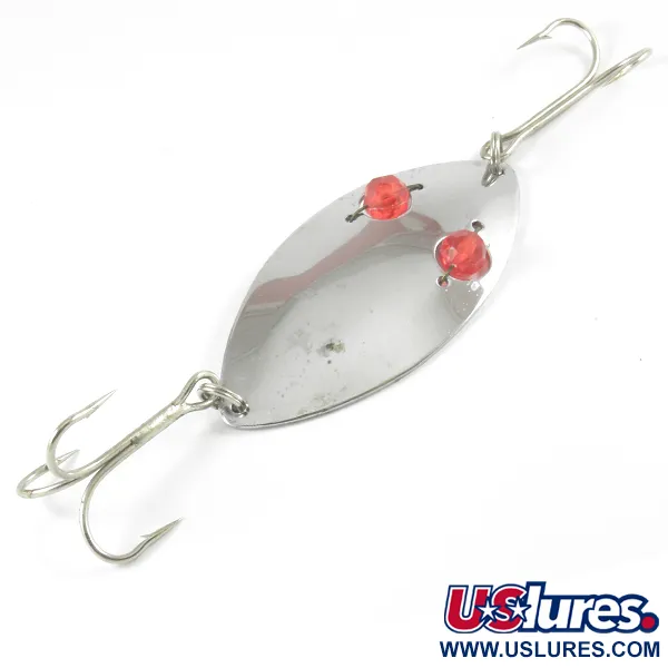 Vintage   Herter's Glass Eye Spoon, 1oz Nickel / Red Eyes fishing spoon #3129